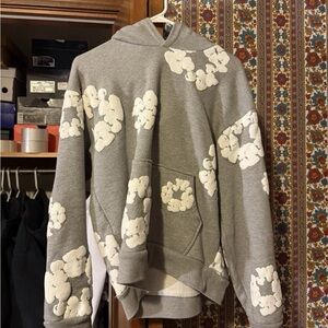 Brand new denim tears grey hoodie mens authentic message for receipt